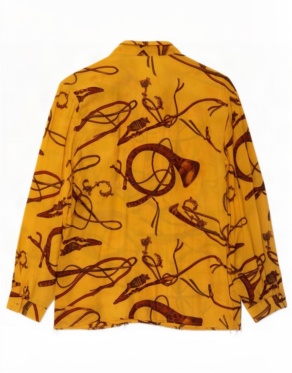 Bluză cămașă vintage pentru femei cu model abstract IT 46 galben mare