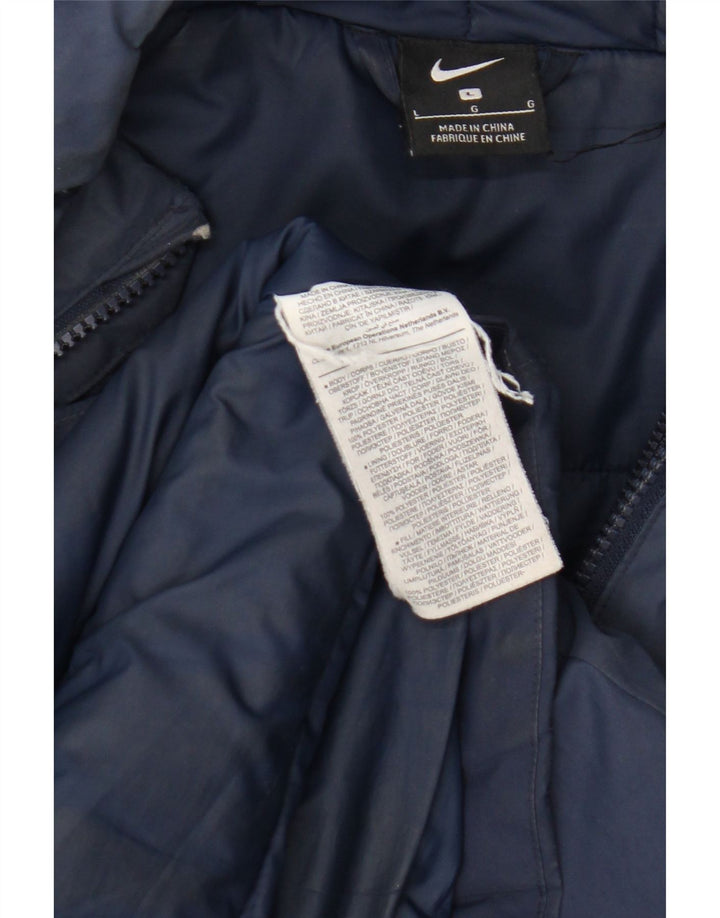 Jachetă căptușită cu glugă Nike pentru bărbați UK 40 Poliester mare, albastru bleumarin