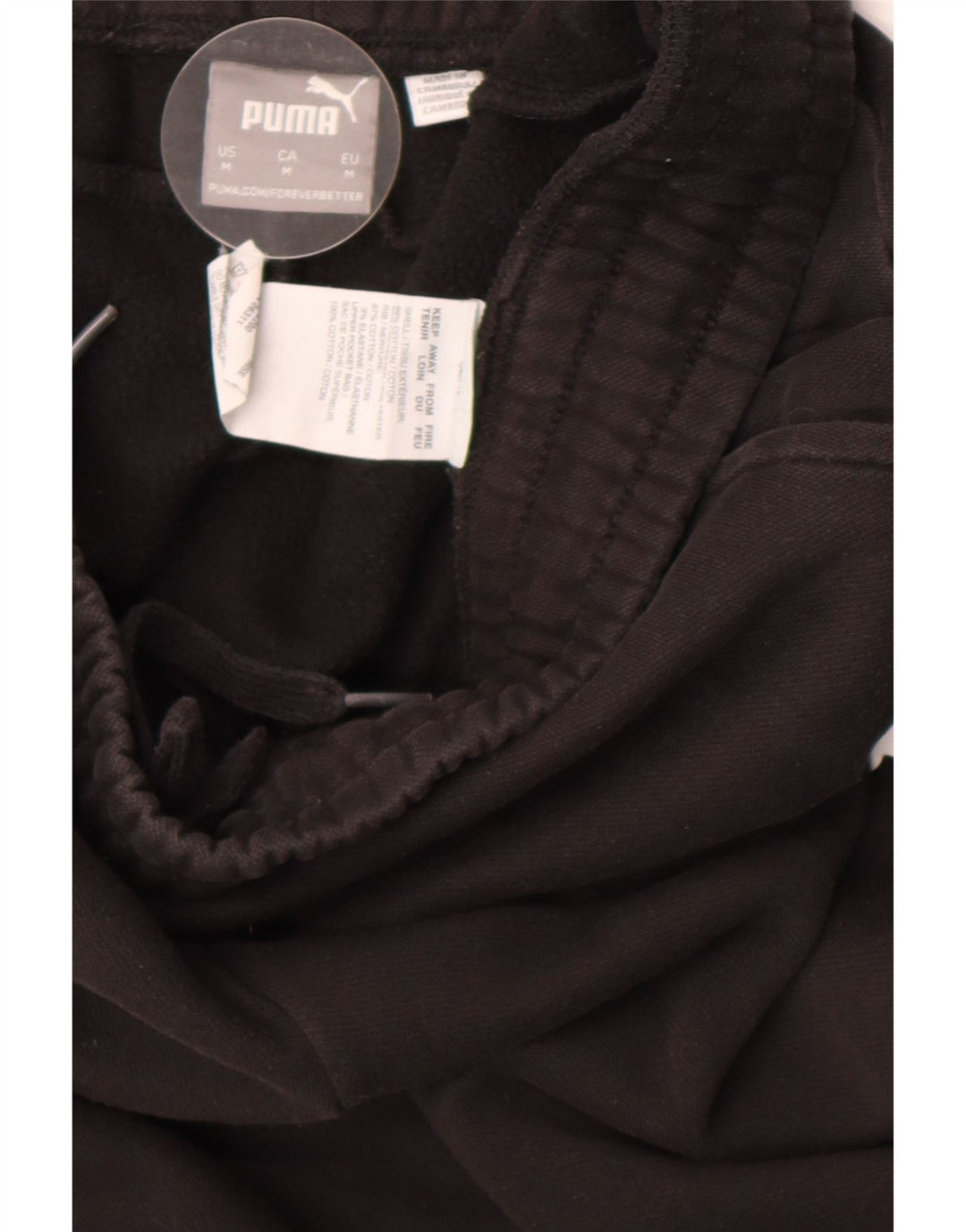 Pantaloni de trening Puma pentru bărbați, bumbac mediu negru