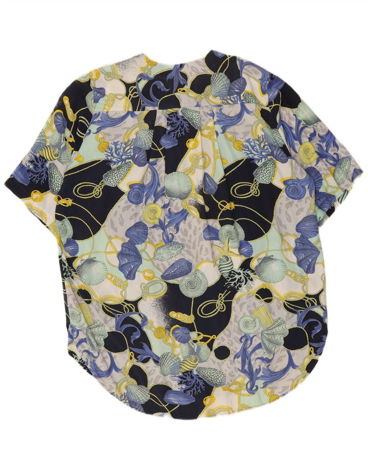 Bluză de cămașă cu model abstract pentru femei vintage UK 16 mare, multicoloră