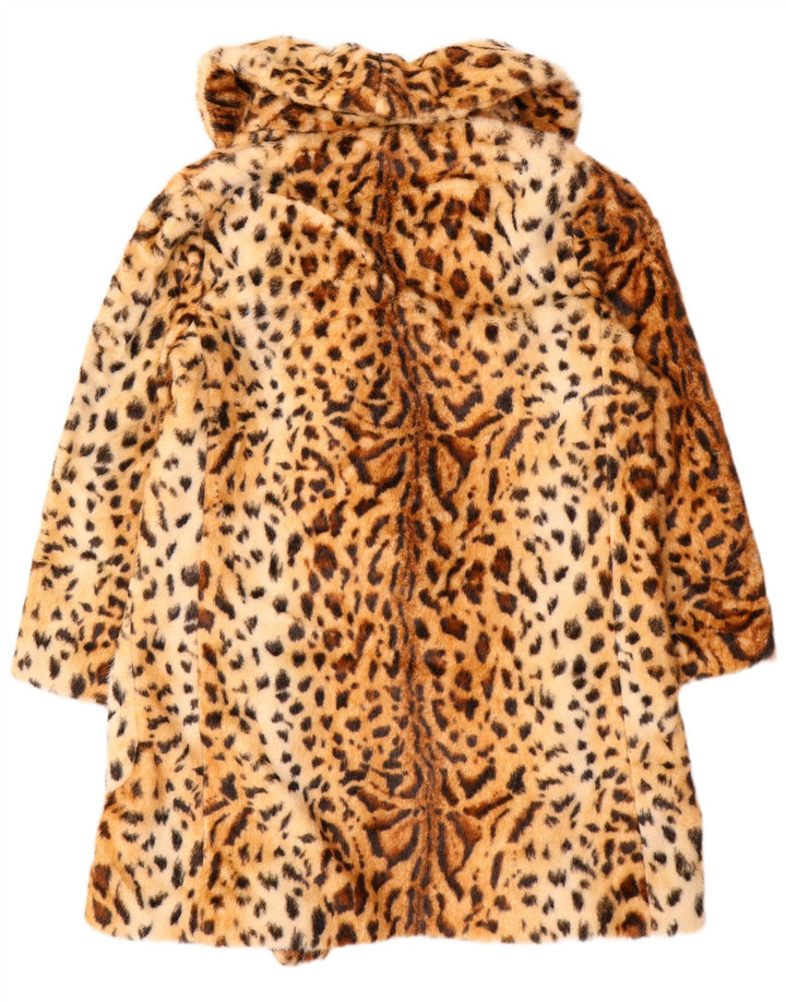 Topshop Palton dublu pentru femei UK 12 Maro Mediu Animal Print