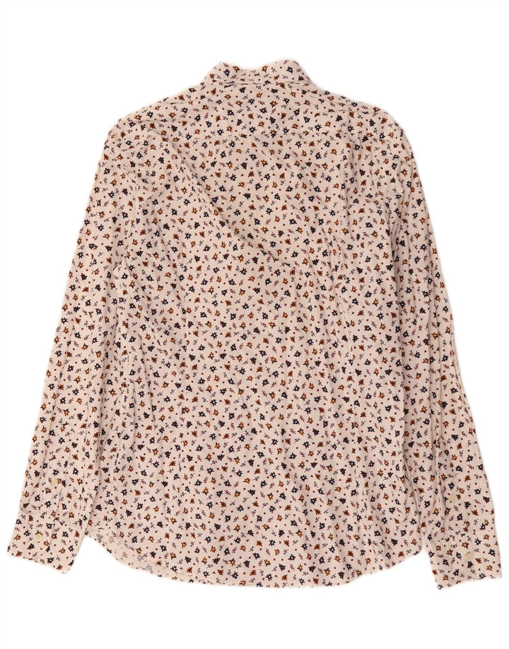 Cămașă Massimo Dutti Bărbați Bumbac Floral Alb Mediu