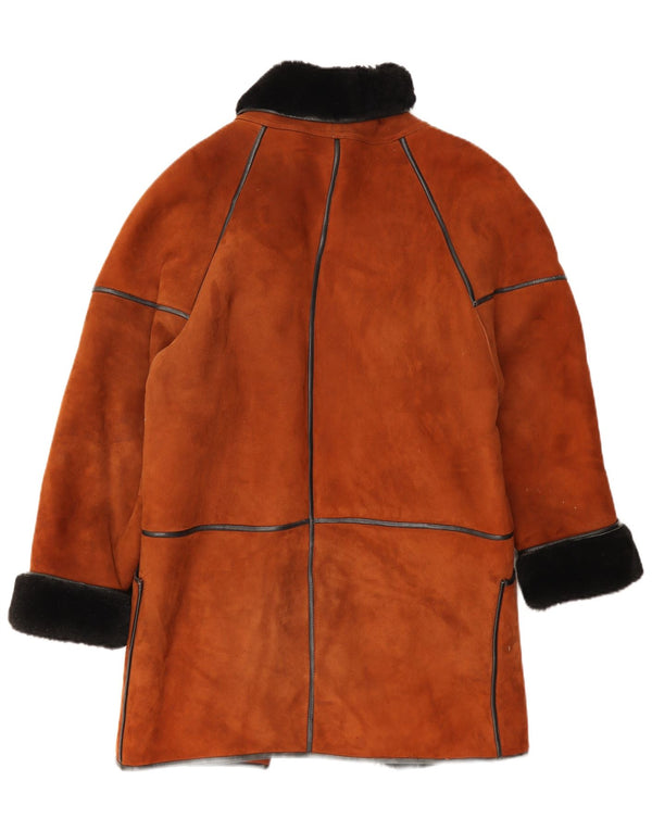 Palton supradimensionat din shearling vintage pentru femei EU 38 maro mediu