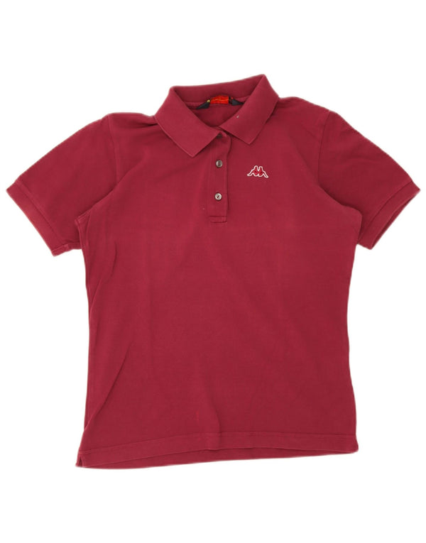 Cămașă polo KAPPA pentru femei UK 12 Bumbac Burgundy mediu