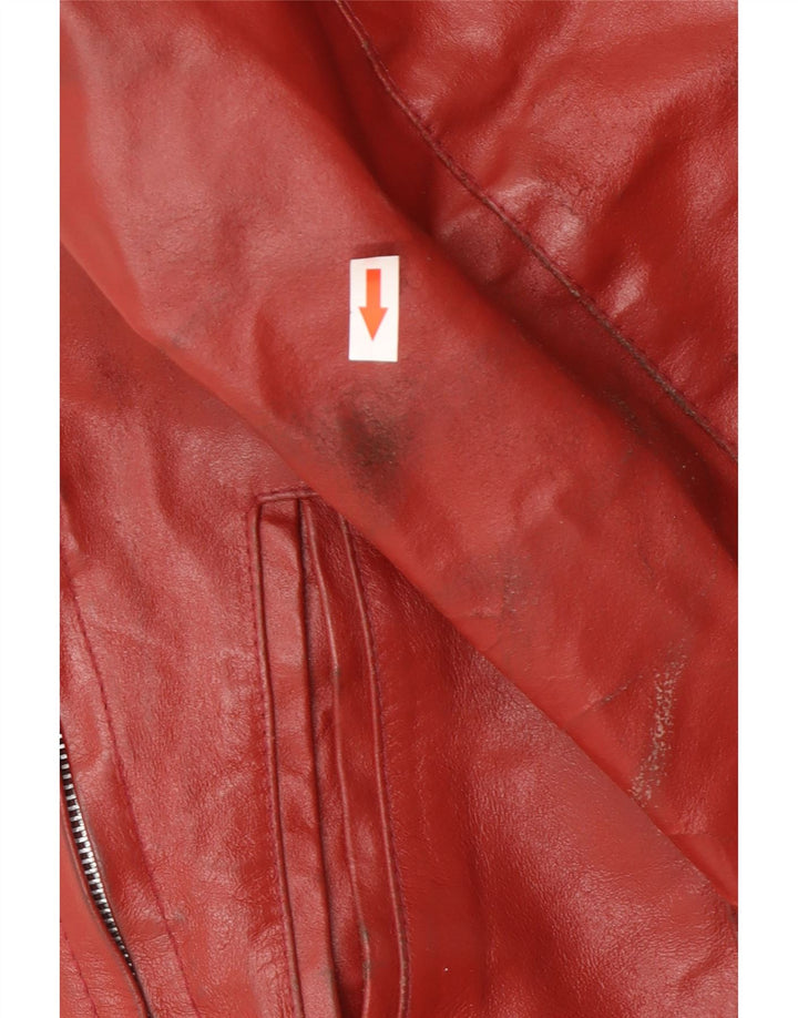 Jachetă de piele vintage pentru femei UK 14 Medium Red