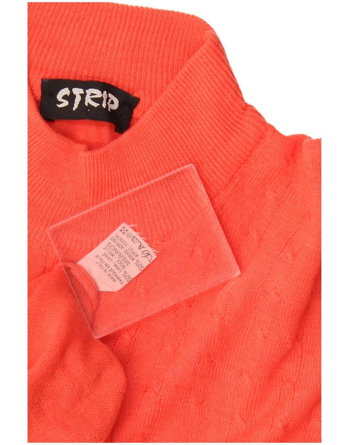 Pulover vintage cu gât țestoasă pentru femei UK 16 Lână mare portocalie