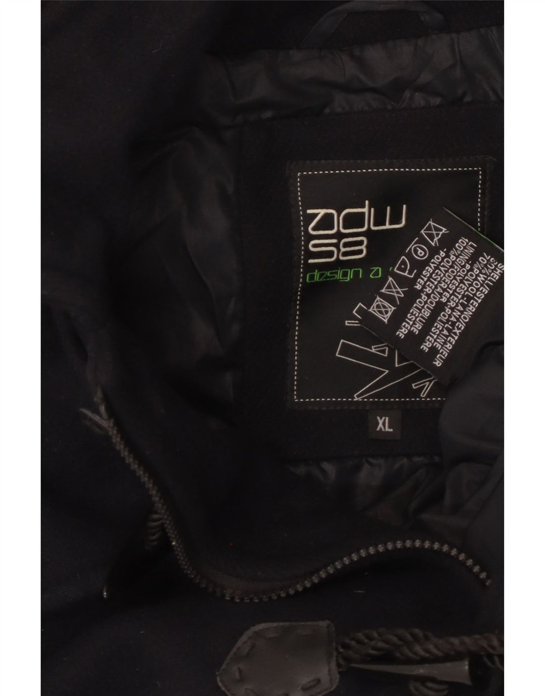 VINTAGE Manson cu glugă pentru femei UK 18 XL Lână bleumarin