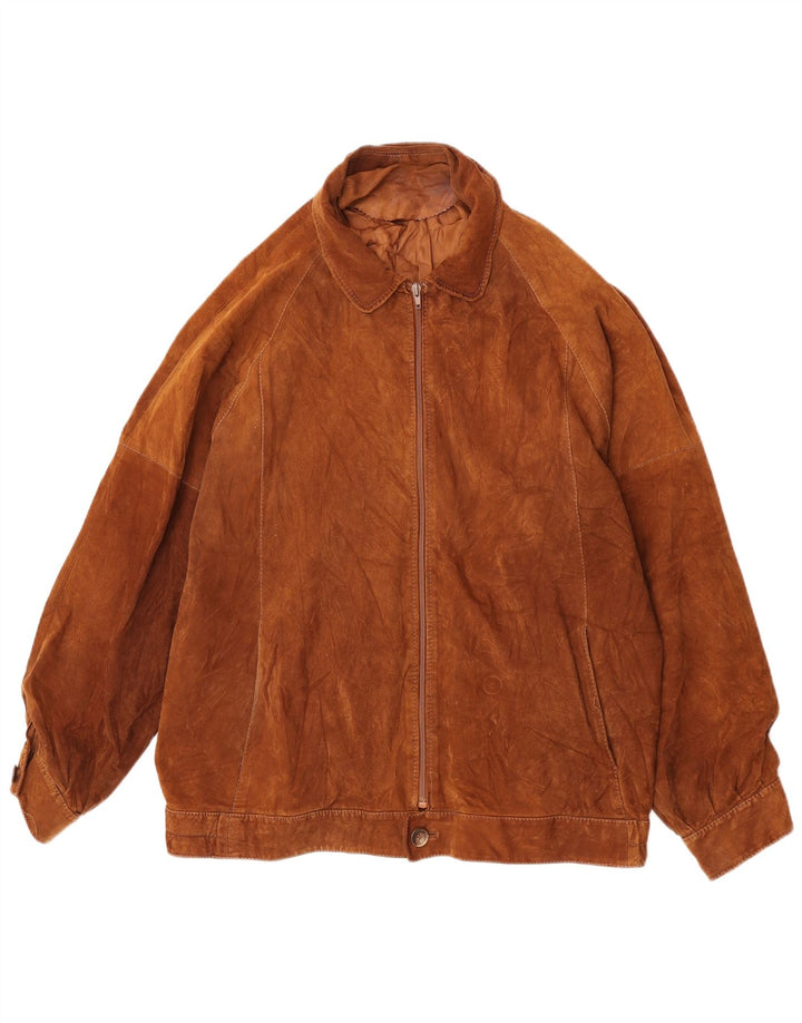 Jachetă vintage pentru bărbați din piele intoarsa IT 54 2XL din piele maro