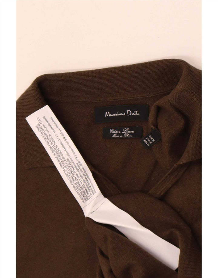 Tricou polo Massimo Dutti pentru bărbați, bumbac kaki mediu