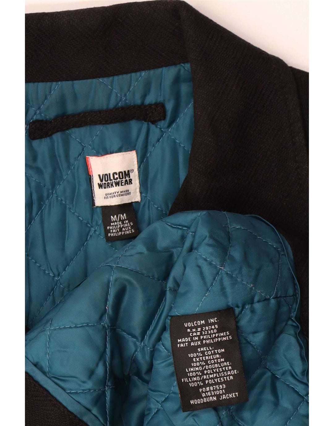 Palton pentru bărbați Volcom UK 38, bumbac mediu negru