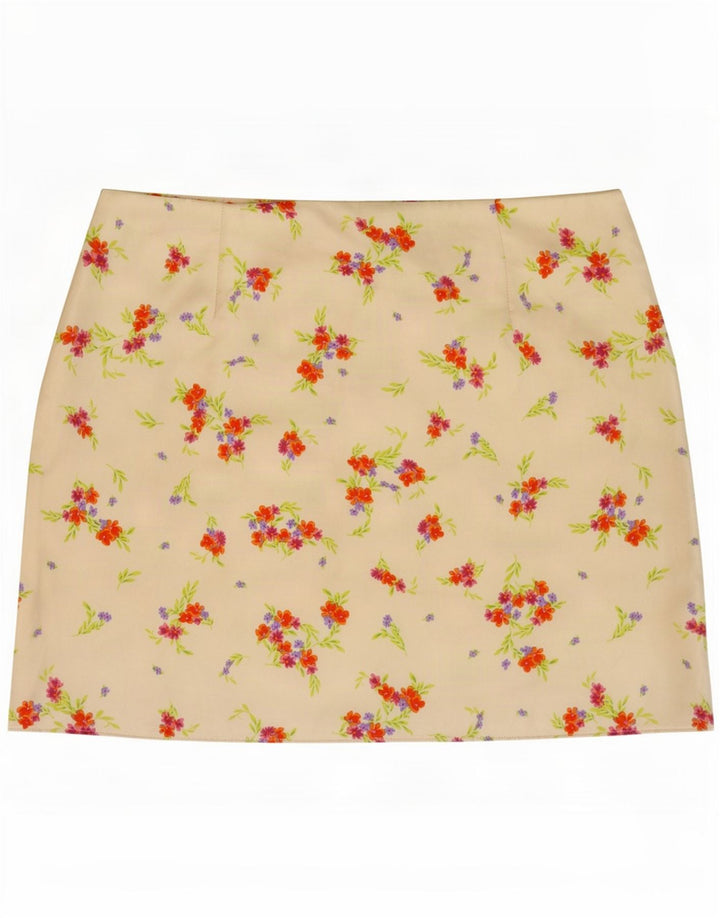 Fusta Mini Zara Femei Medium W28 Poliester Floral Alb