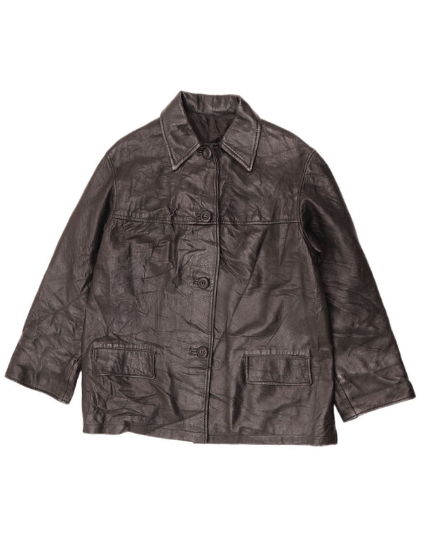 Geaca de piele vintage pentru femei IT 44 Medium Black Leather