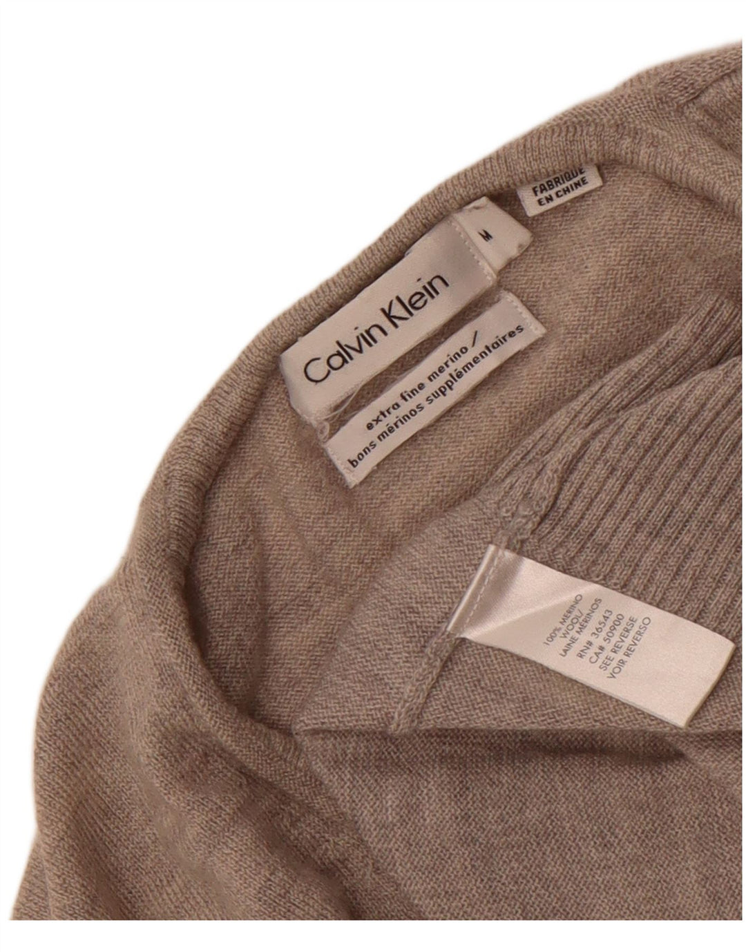 Pulover Calvin Klein pentru bărbați cu decolteu în V, lână merinos, gri mediu