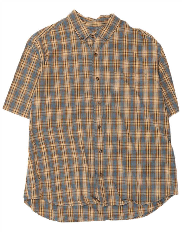 Cămașă cu mânecă scurtă pentru bărbați EDDIE BAUER XL, bumbac cu carouri albastre