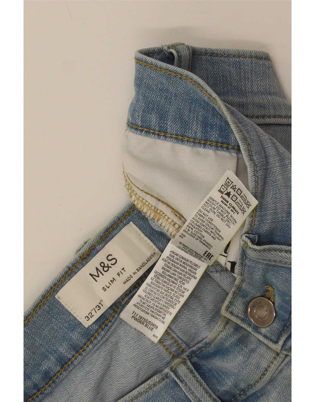 Blugi slim pentru bărbați Marks & Spencer W32 L31 Bumbac albastru