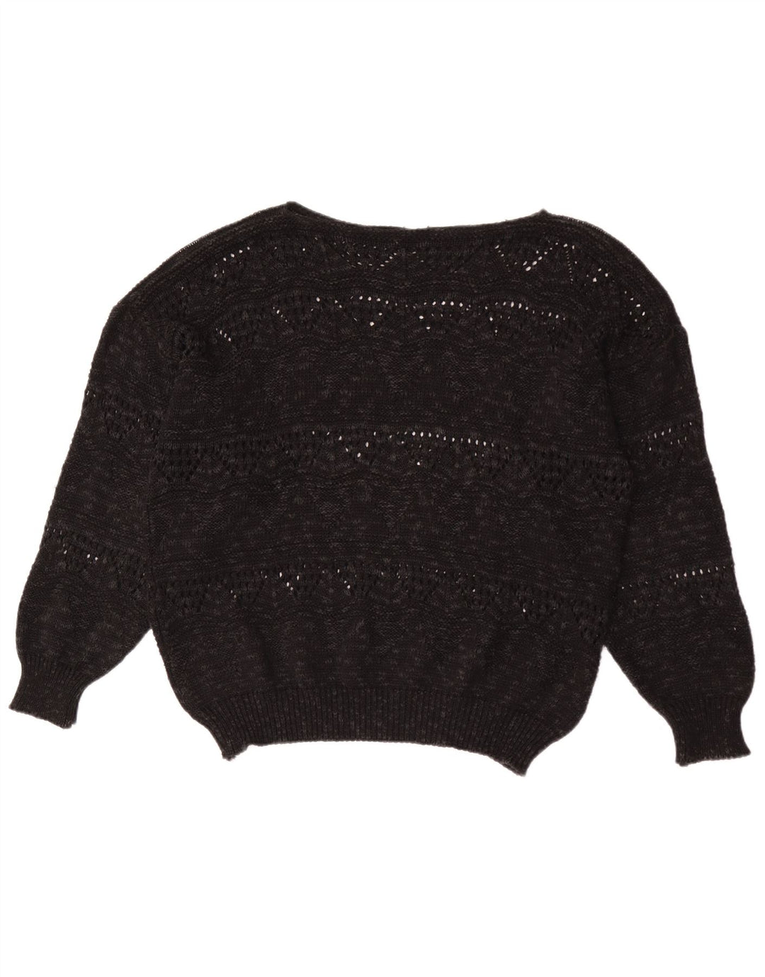 Pulover vintage pentru femei cu gât de barcă EU 40 Medium Negru Geometric
