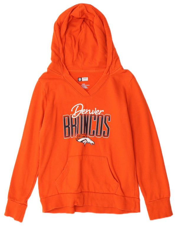 Pulover NFL pentru femei Denver Broncos, cu capota, UK 14, bumbac portocaliu mediu