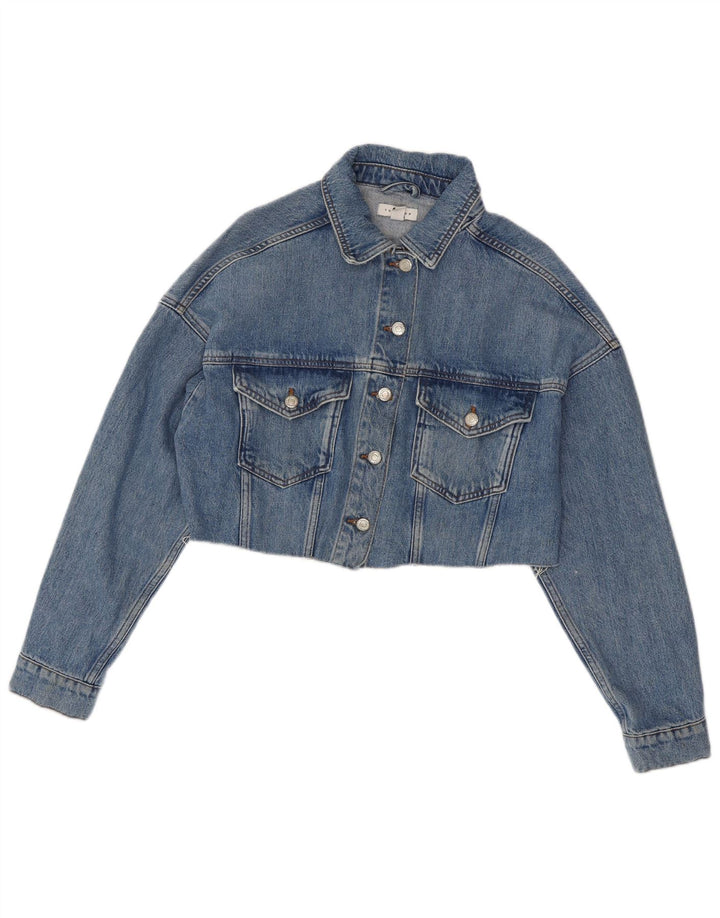 Jachetă de blugi supradimensionată pentru femei Topshop UK 10, bumbac albastru mic