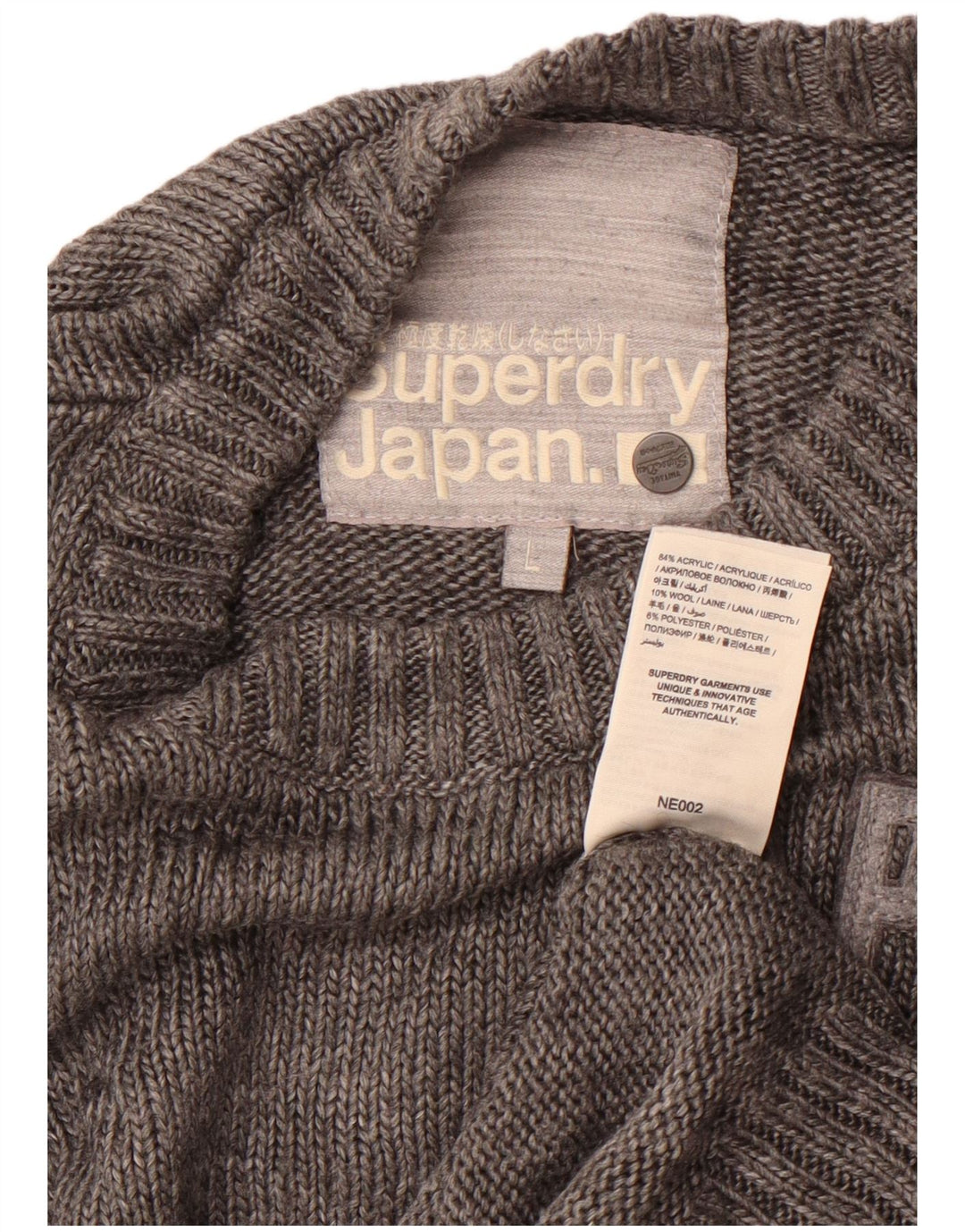 Pulover Superdry pentru bărbați cu decolteu triplu, mare, gri acrilic