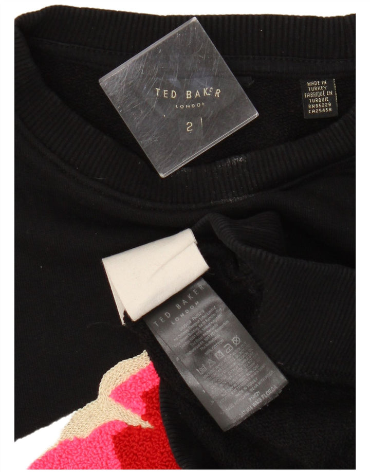 Pulover Ted Baker pentru damă, cu grafică, cu decolteu, mărimea 2, negru