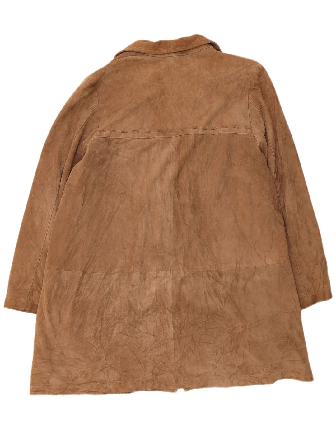 Pardesiu vintage pentru femei de piele intoarsa UK 14 Medium Beige Piele