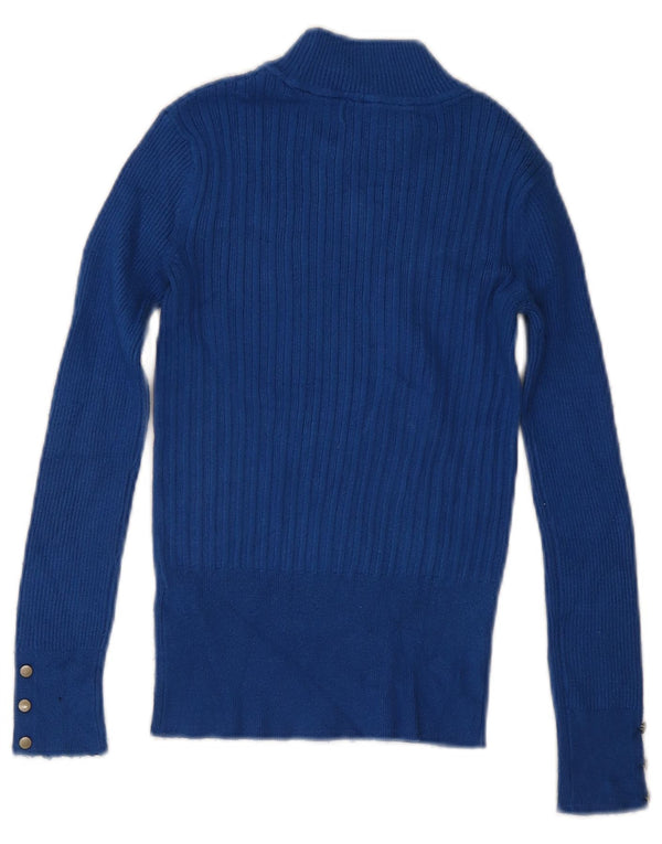 Marks & Spencer Pulover crop pentru femei cu gât țestoasă UK 6 XS Blue Viscose