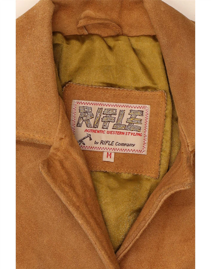 Rifle Womens Western Suede Jacket UK 14 Medium Brown Leather