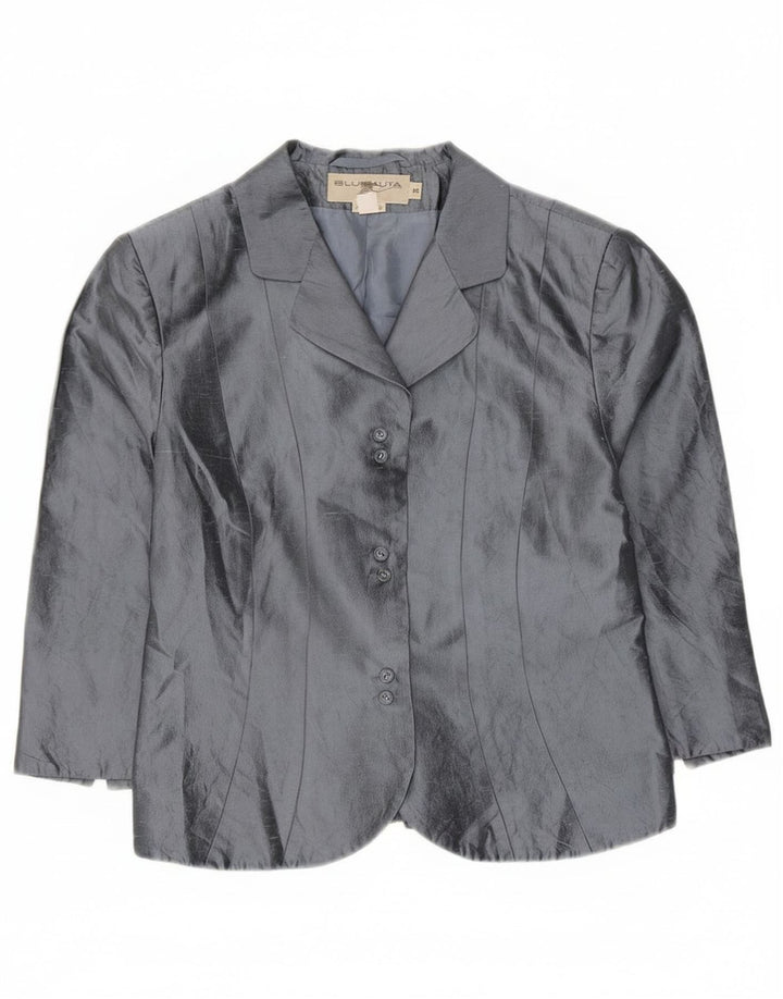 Blunauta Jachetă Blazer Crop 6 Nasturi Femei IT 42 Mătase Gri Mediu