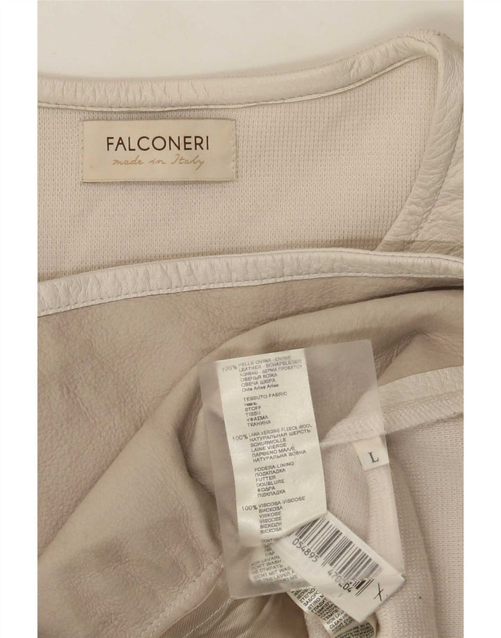 Jachetă de piele Falconeri pentru femei UK 14 Large Beige