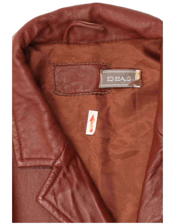 Jachetă Blazer din piele cu 3 nasturi Classics pentru femei UK 26 5XL Piele maro