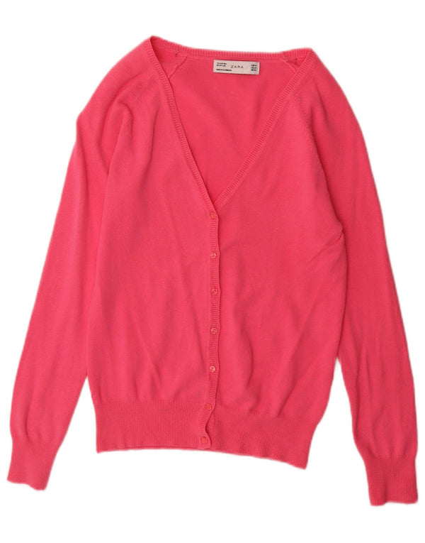 Pulover cardigan pentru femei Zara UK 12, bumbac roz mediu