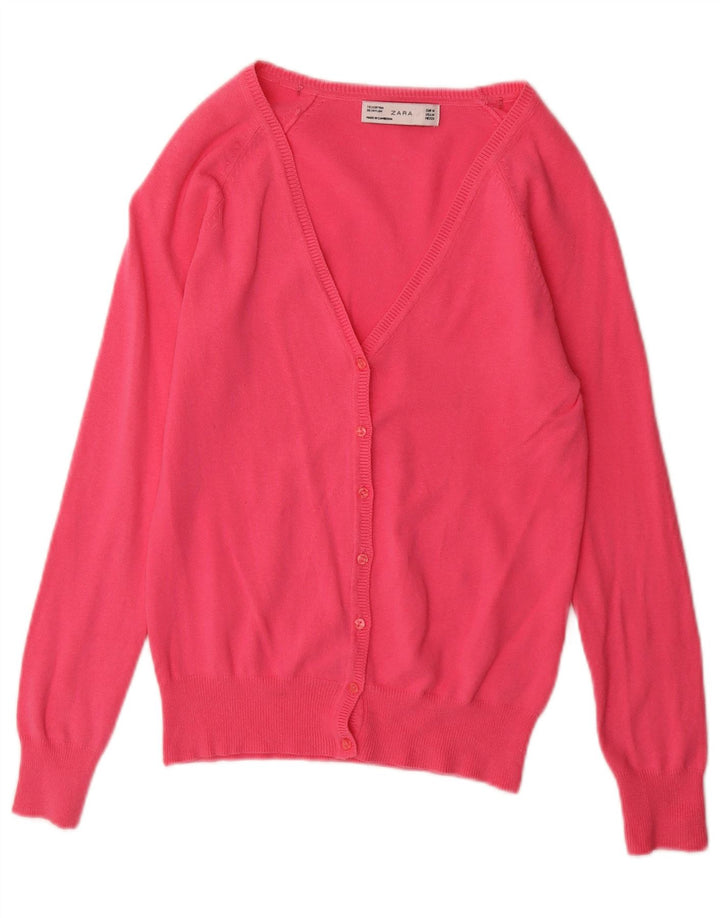 Pulover cardigan pentru femei Zara UK 12, bumbac roz mediu