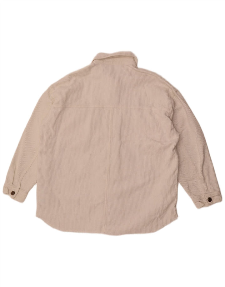 Jachetă supradimensionată din velur pentru femei Zara UK 10, bumbac alb mic