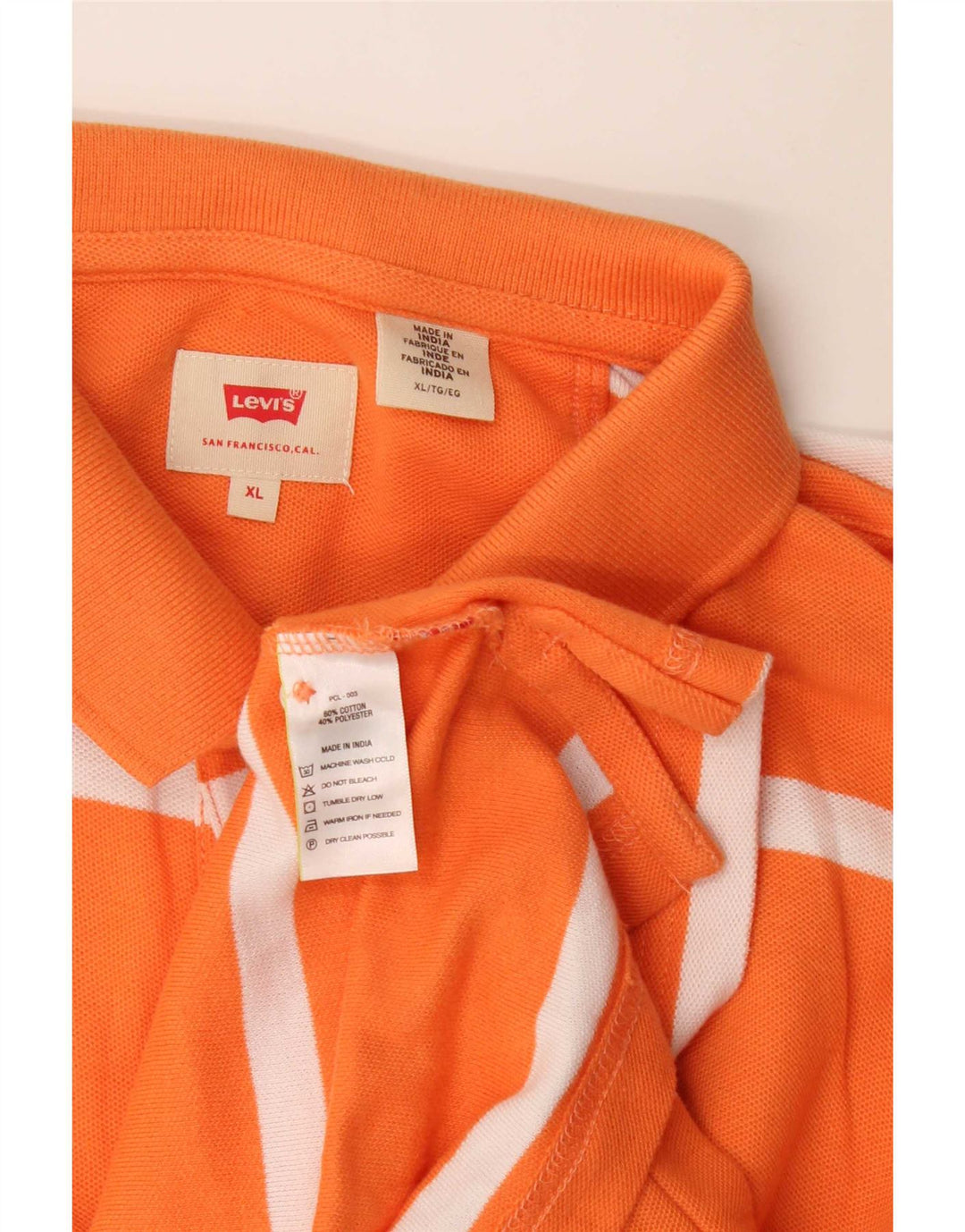 Cămașă polo pentru bărbați Levi's XL, bumbac cu dungi portocalii
