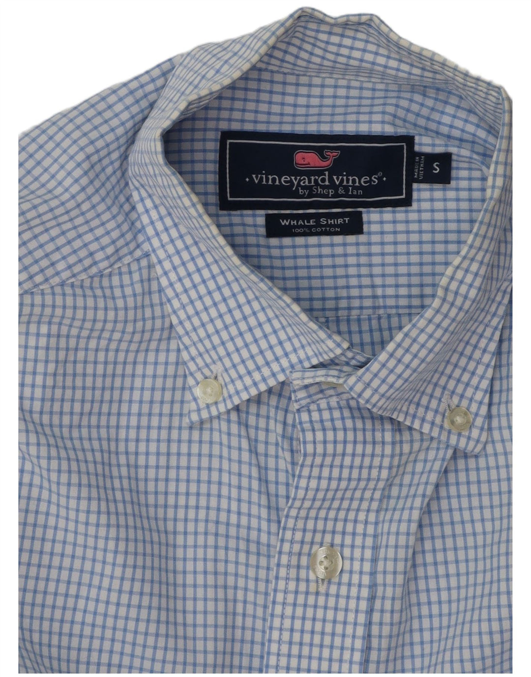 Cămașă pentru bărbați Vineyard Vines Bumbac cu carouri albastre mici
