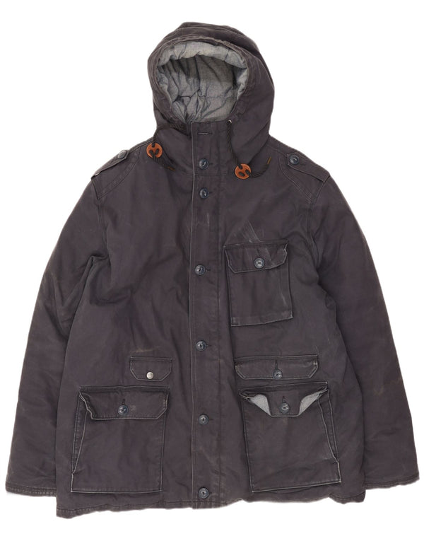 Jachetă de vânt militară cu glugă Levi's pentru bărbați UK 44 2XL bumbac bleumarin