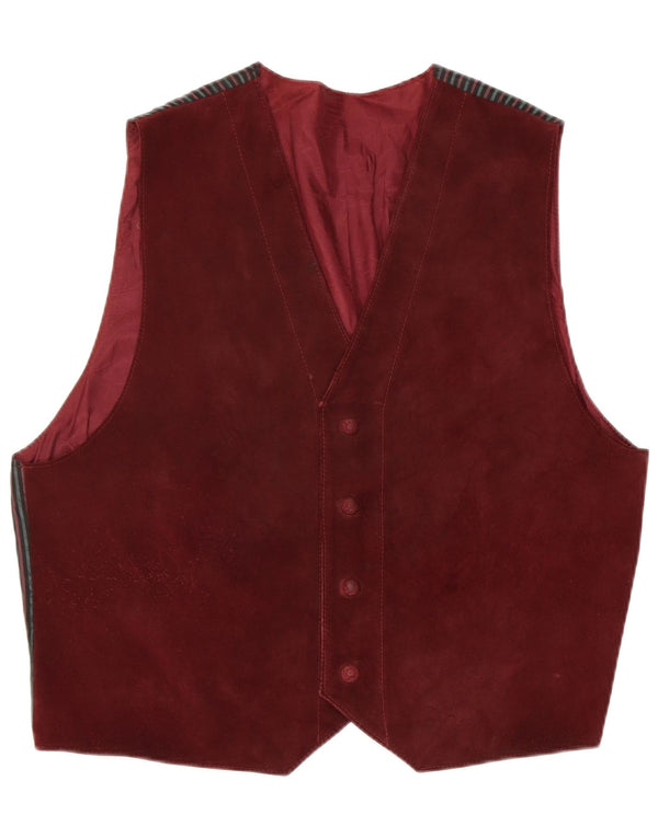 Vestă vintage bărbătească din piele intoarsa XL Burgundy