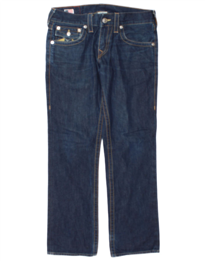 Blugi drepti pentru bărbați True Religion L30 L31 Bumbac albastru