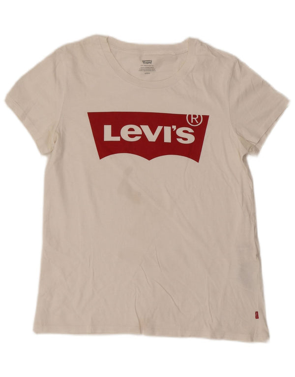Tricou grafic Levi's pentru femei Top UK 10 Small White Bumbac