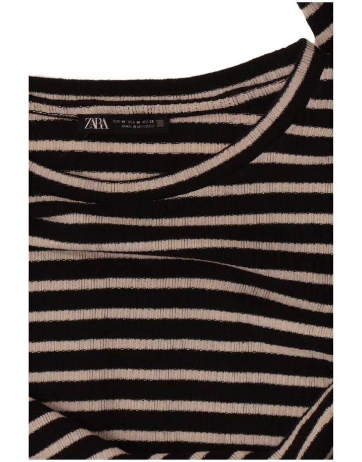 Crop Top pentru femei Zara cu mânecă lungă UK 12 Medium Black Dunge