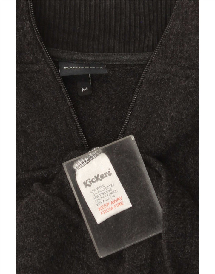 Pulover cardigan Kickers pentru femei UK 14 Medium Gri Lână