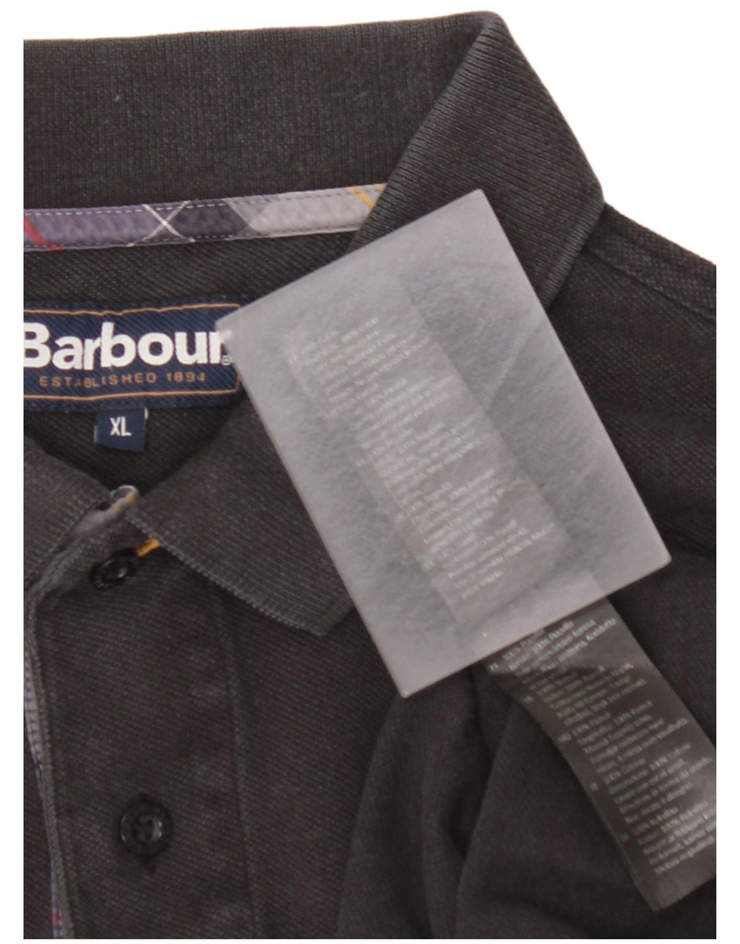 BARBOUR Tricou polo cu mânecă lungă XL bumbac negru