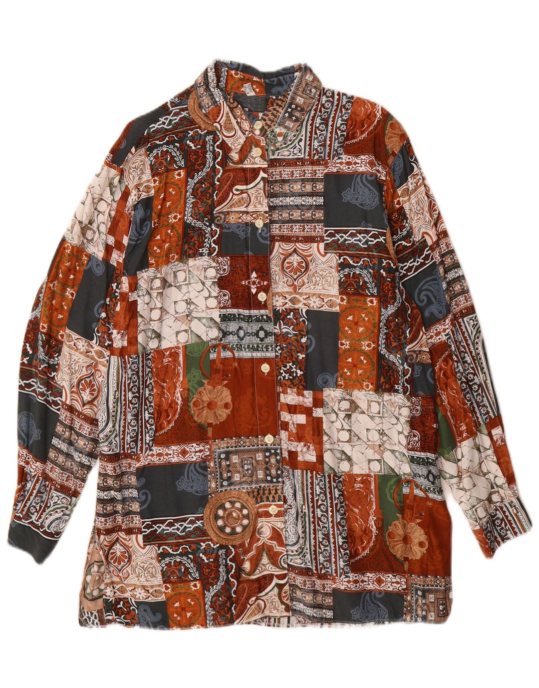 Cămașă vintage pentru femei cu paragate UK 14 mare, multicoloră, viscoză