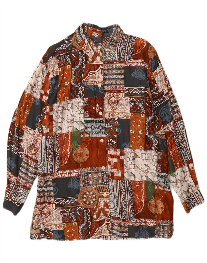 Cămașă vintage pentru femei cu paragate UK 14 mare, multicoloră, viscoză