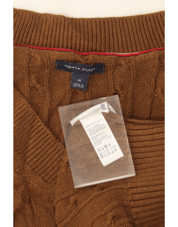 Pulover pentru femei TOMMY HILFIGER Pulover cu decolteu în V UK 12 bumbac maro mediu