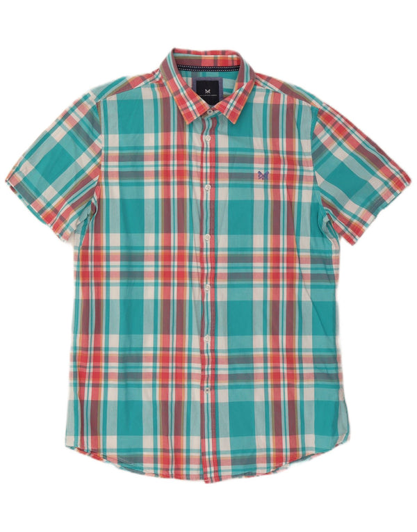 Crew Clothing Cămașă cu mânecă scurtă pentru bărbați, bumbac cu carouri albastre mari