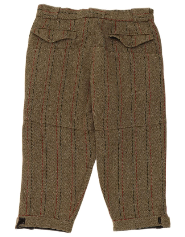 Pantaloni capri drepti pentru bărbați vintage L32 L18 Lână cu dungi kaki