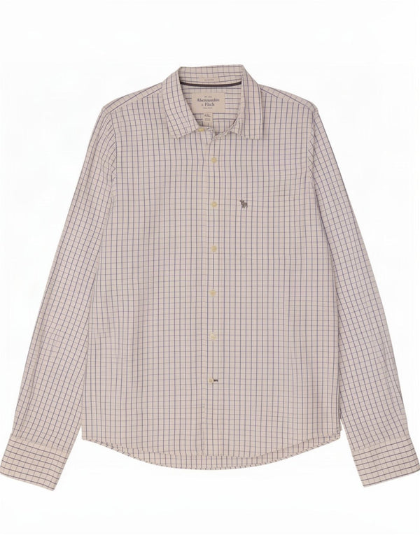 Cămașă Abercrombie & Fitch pentru bărbați, 2XL, bumbac cu carouri albe