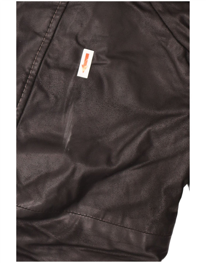 Palton din piele vintage pentru bărbați IT 58 4XL din piele neagră