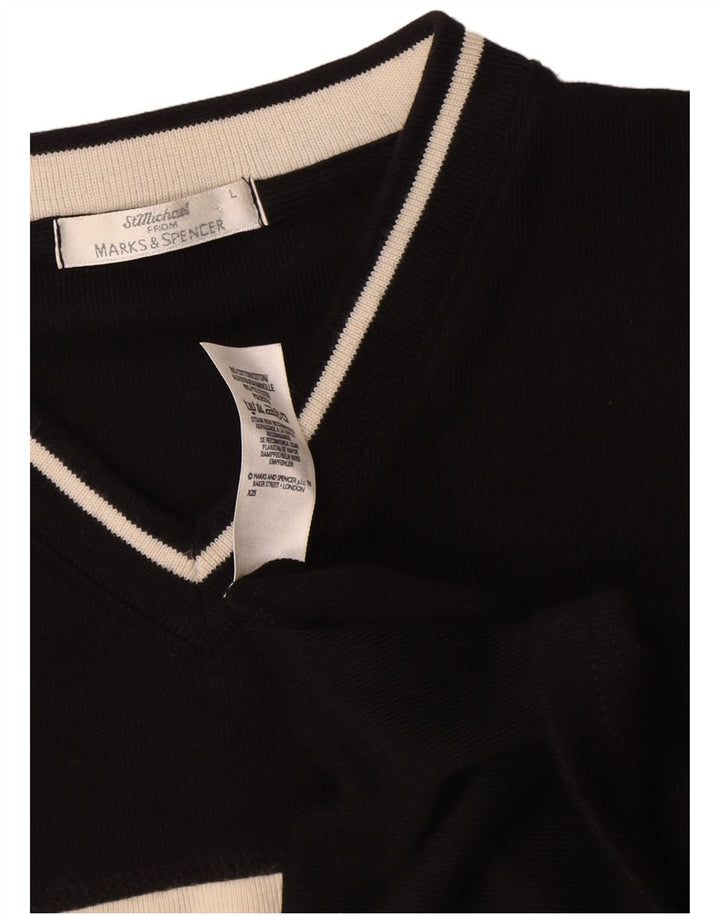 Marks & Spencer pentru bărbați St. Michael Top cu mânecă lungă mare negru Colorblock